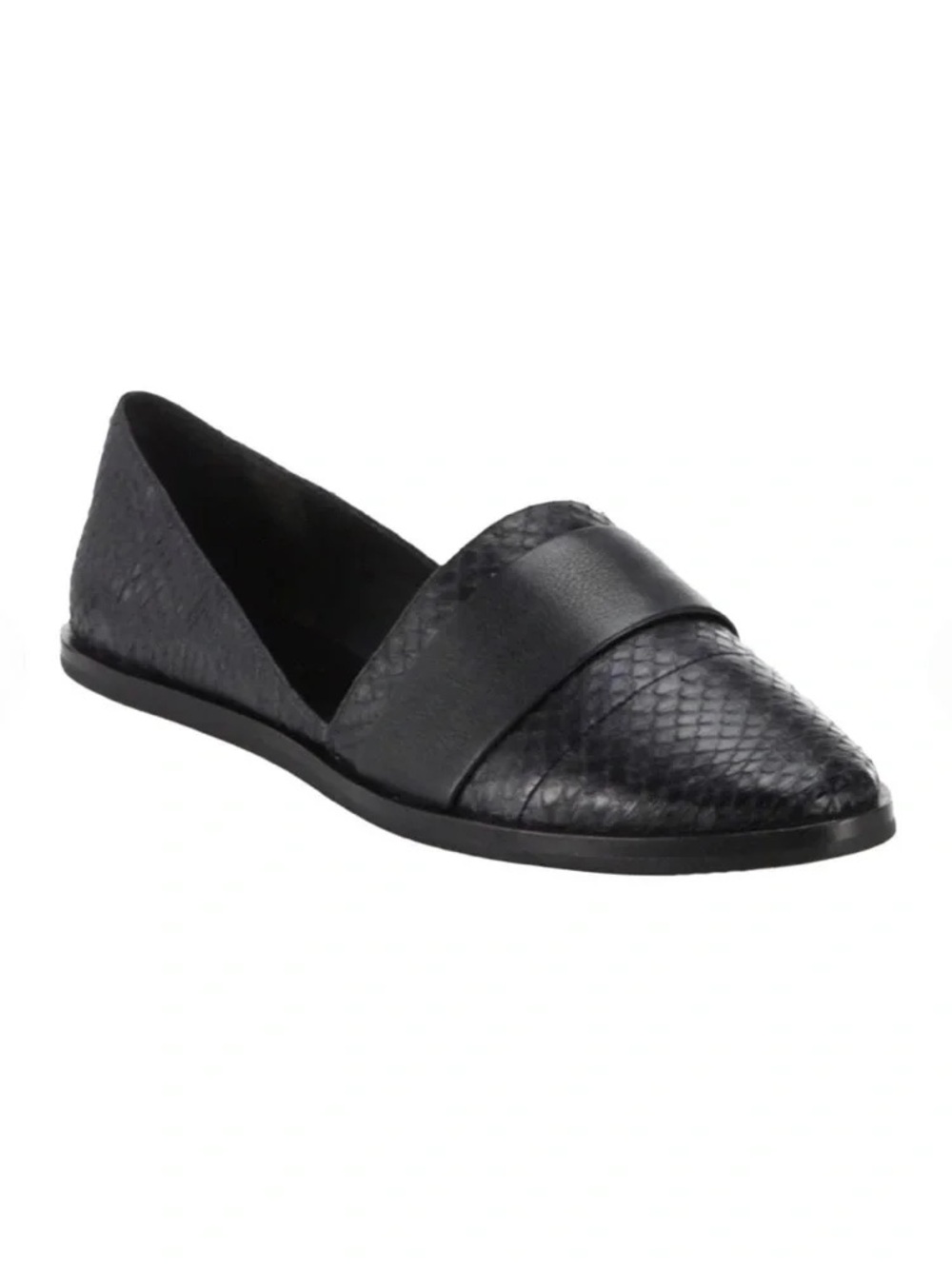 Vince. Mason 2 Black Landsnake Leather Loafer. Size 6.5.